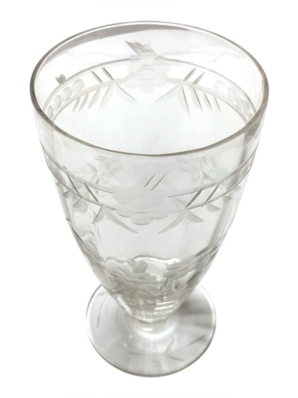 Vintage Etched Crystal Goblets Floral Leaf Design Set of‎ Four 6” Tall
